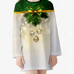 Kids Christmas Printed Long Sleeve T-shirt Dress