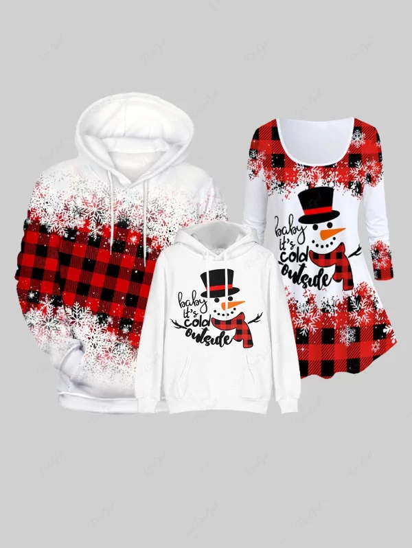 Kids Snowflake Letter Print Christmas Hoodie