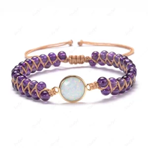 Fashion Glitter Faux Crystal Braided Opal Ethnic Geometric Brace