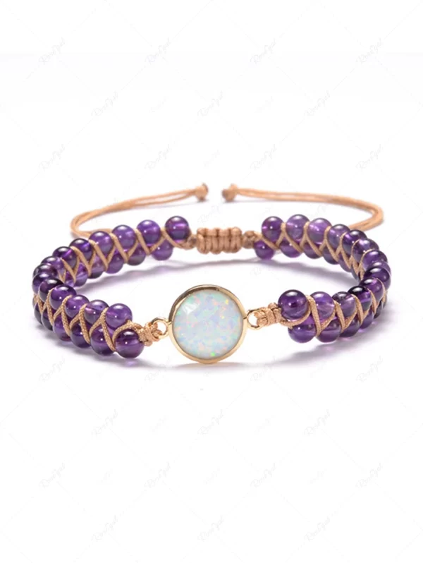 Fashion Glitter Faux Crystal Braided Opal Ethnic Geometric Brace